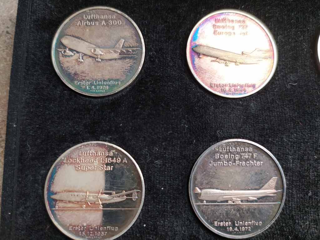 Lufthansa Erster Liniennflug ezüst emlékérem 15 db-os gyűjtemény 9,79 g/db