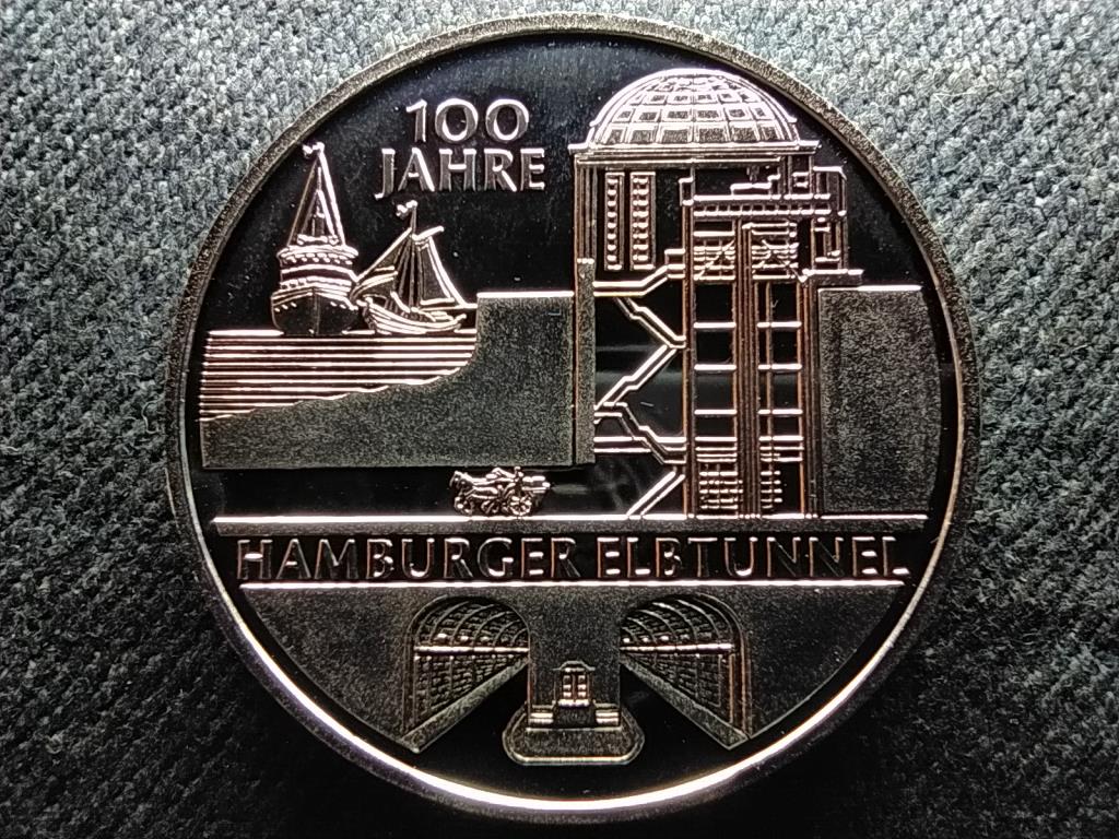 Németország 100 éves a hamburgi Elba-alagút .625 ezüst 10 Euro 2011 J PP