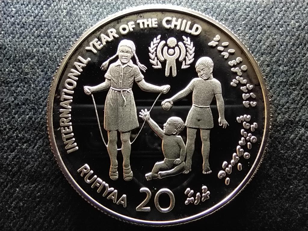 Maldiv-szigetek Gyermekek Nemzetközi Éve .925 ezüst 20 Rúfia 1979 PP