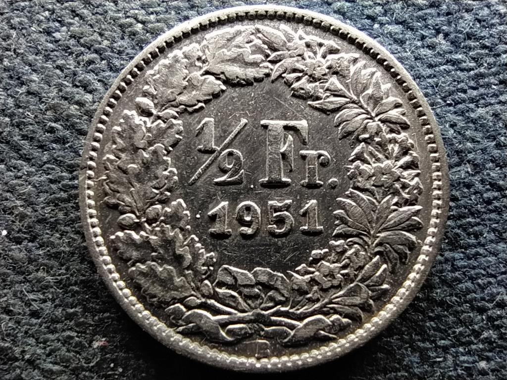Svájc .835 ezüst 1/2 Frank 1951 B