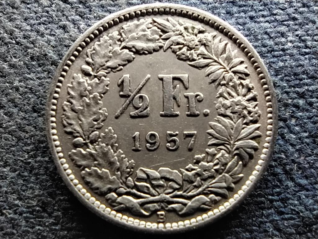 Svájc .835 ezüst 1/2 Frank 1957 B