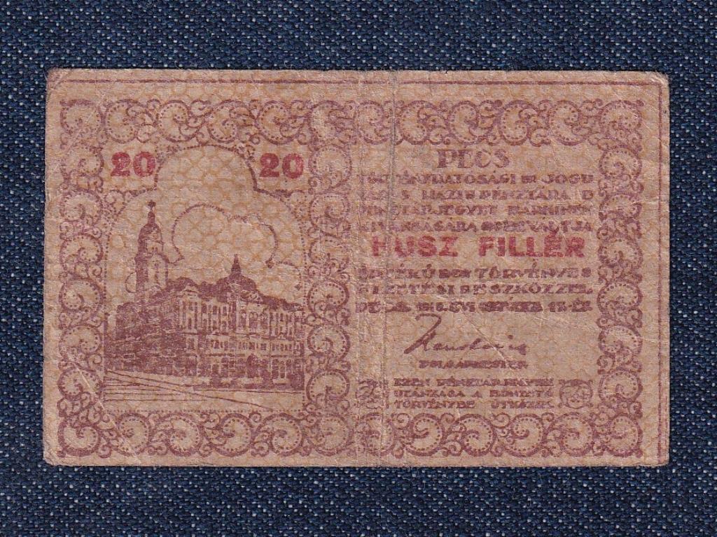 Pécs Szabad Királyi Város Pénztárjegye 20 fillér szükségpénz 1919