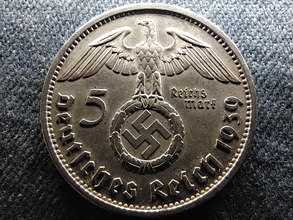 Németország Horogkeresztes .900 ezüst 5 birodalmi márka 1939 A EXTRA