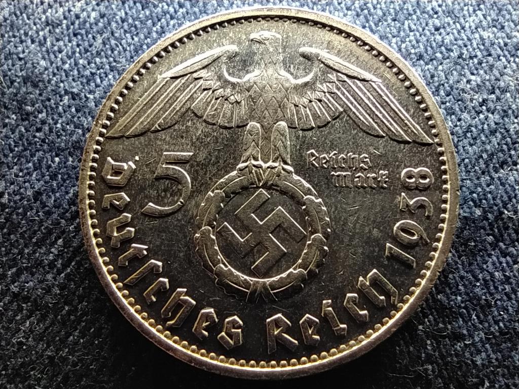 Németország Horogkeresztes .900 ezüst 5 birodalmi márka 1938 D