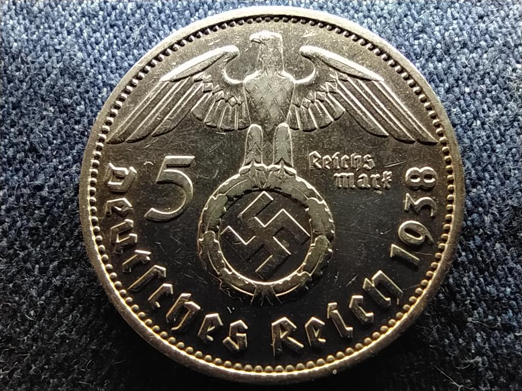 Németország Horogkeresztes .900 ezüst 5 birodalmi márka 1939 F
