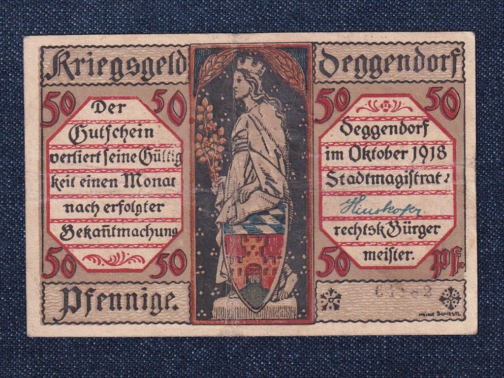 Németország Deggendorf 50 Pfennig szükségpénz 1918