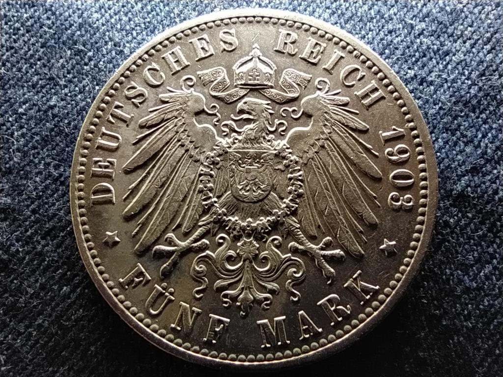 Német Államok Szabad Hanzaváros Hamburg .900 ezüst 5 Márka 1903 J