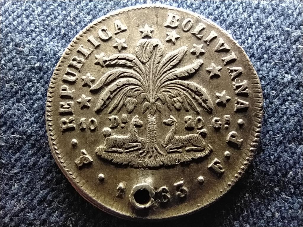 Bolívia Köztársaság (1825-2009) .903 ezüst 2 Sol 1863 PTS