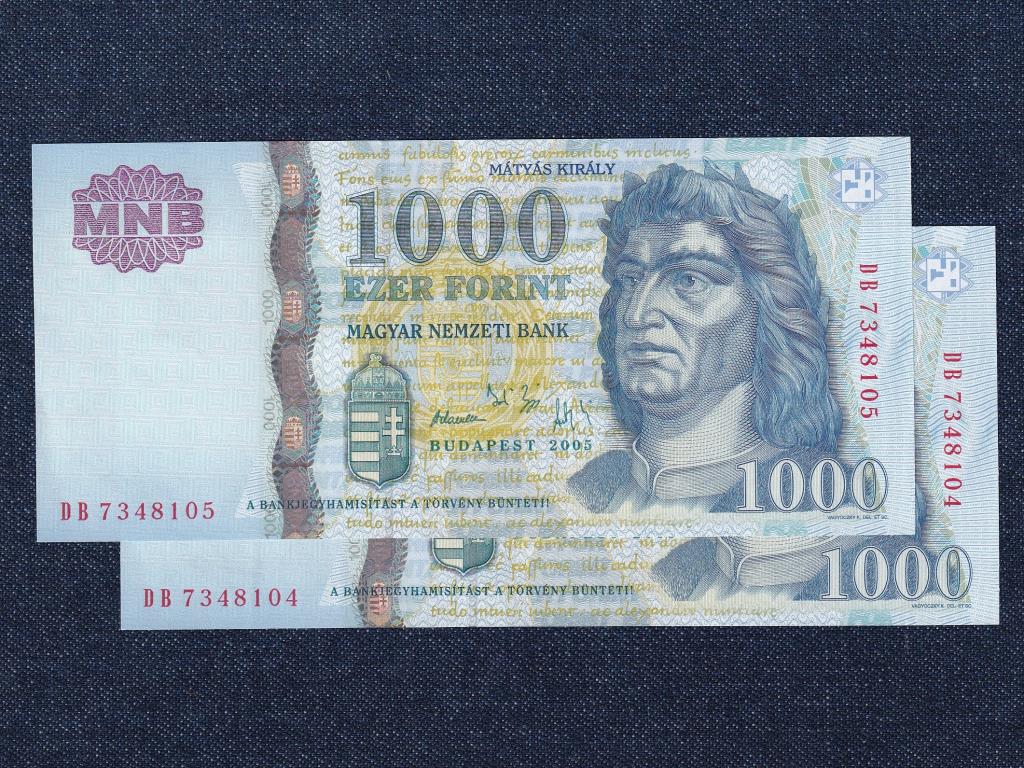 Harmadik Magyar Köztársaság (1989-napjainkig) 1000 Forint bankjegy 2005 SORSZÁMKÖVETŐ
