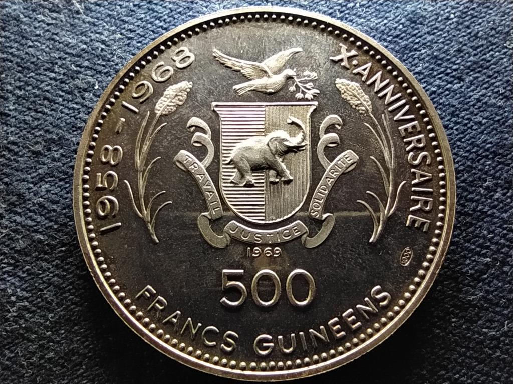 Guinea XX. Nyári Olimpia München 1972 .999 Ezüst 500 Frank 1969 PP