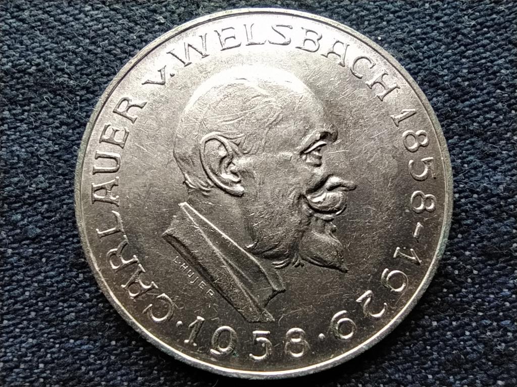 Ausztria 100 éve született Auer von Welsbach kémikus .800 ezüst 25 Schilling 1958