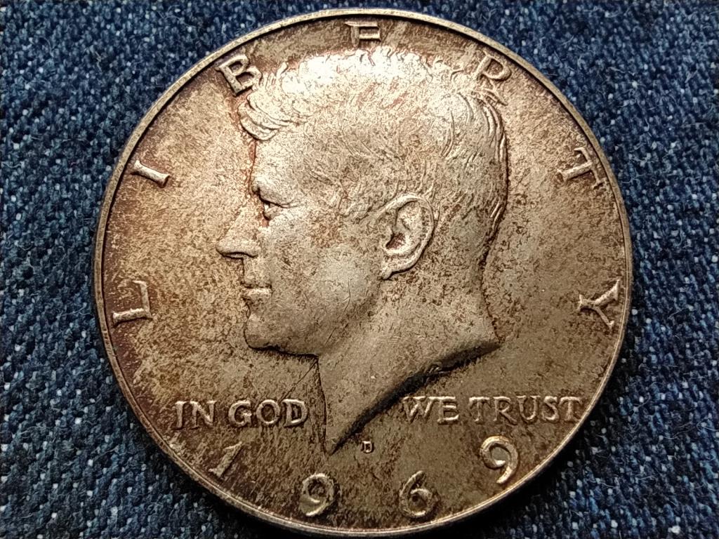 USA Kennedy half dollar .400 ezüst 1/2 Dollár 1969 D
