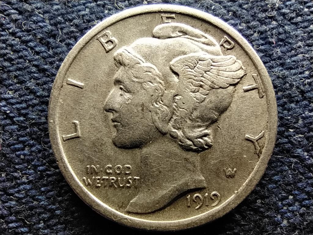 USA Mercury Dime .900 Ezüst 1 Dime 1919