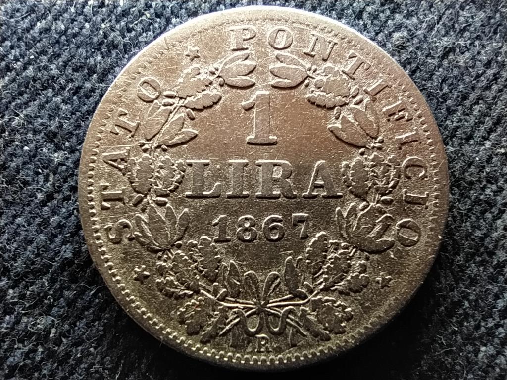 Pápai állam IX. Pius .835 ezüst 1 líra 1867 R
