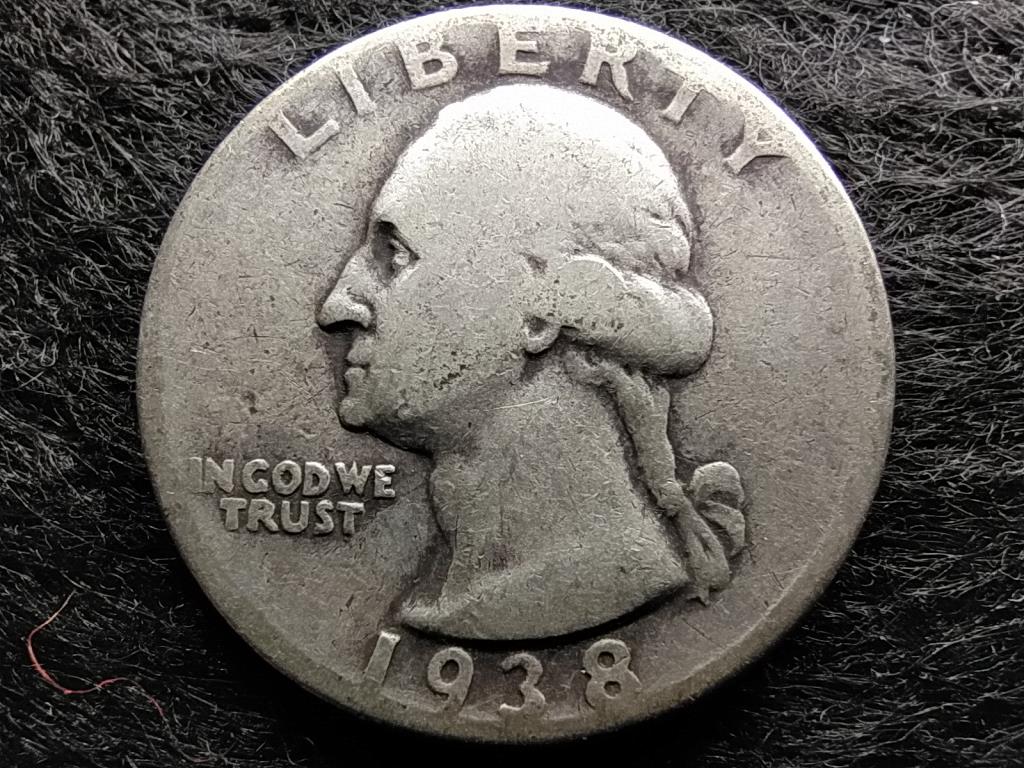 USA Washington silver quarter dollar .900 ezüst 0.25 Dollár 1938