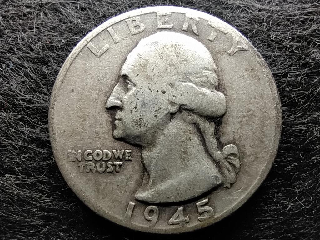 USA Washington silver quarter dollar .900 ezüst 0.25 Dollár 1945