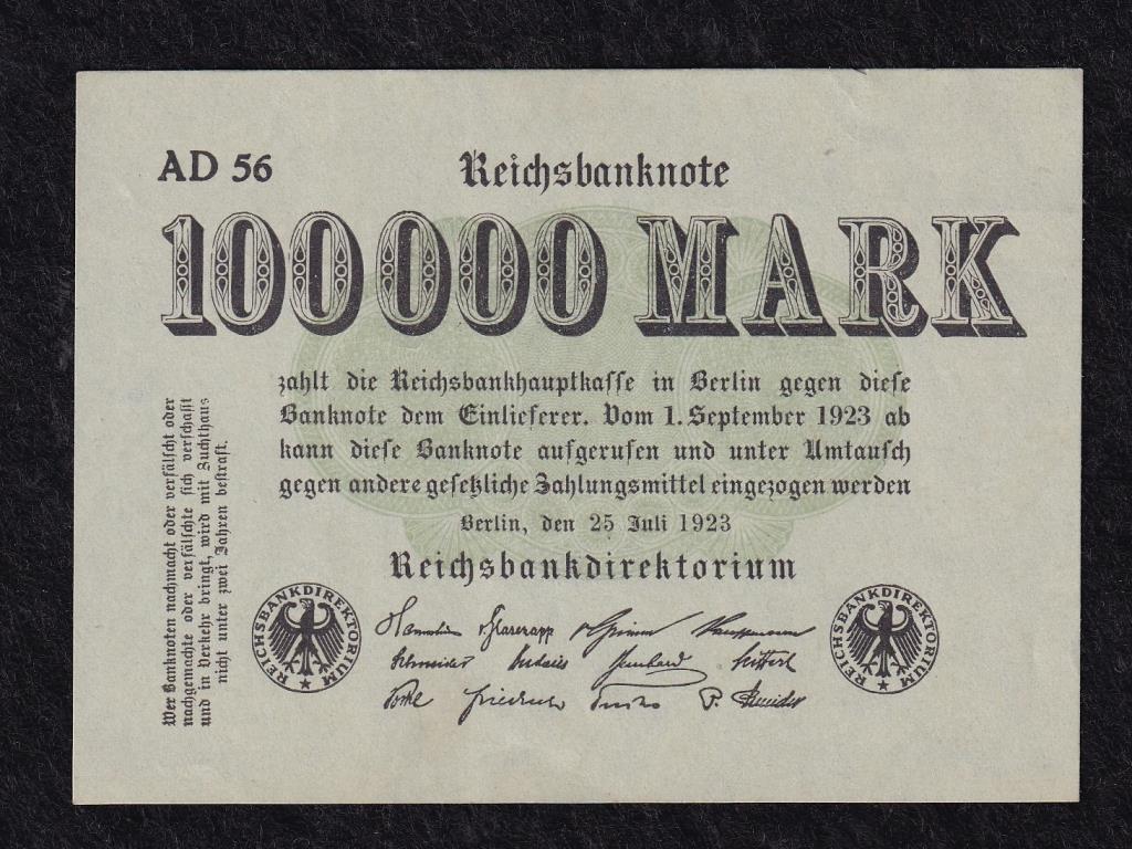 Németország Weimari Köztársaság (1919-1933) 100000 márka bankjegy 1923 EXTRA