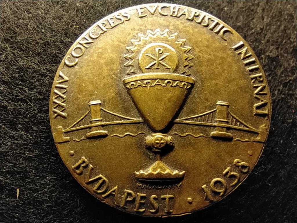 XXXIV. Nemzetközi Eucharistikus Kongresszus Budapest 1938 kitűző 3,4g 29mm