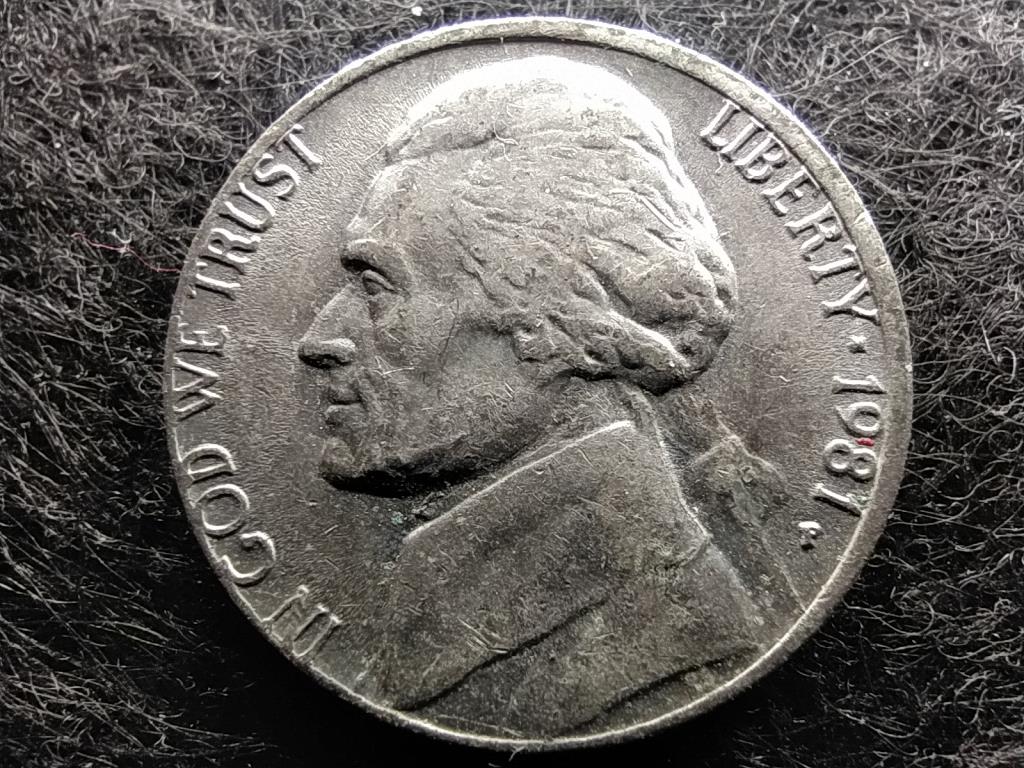 USA Jefferson nikkel 5 Cent 1981 P verdehibás