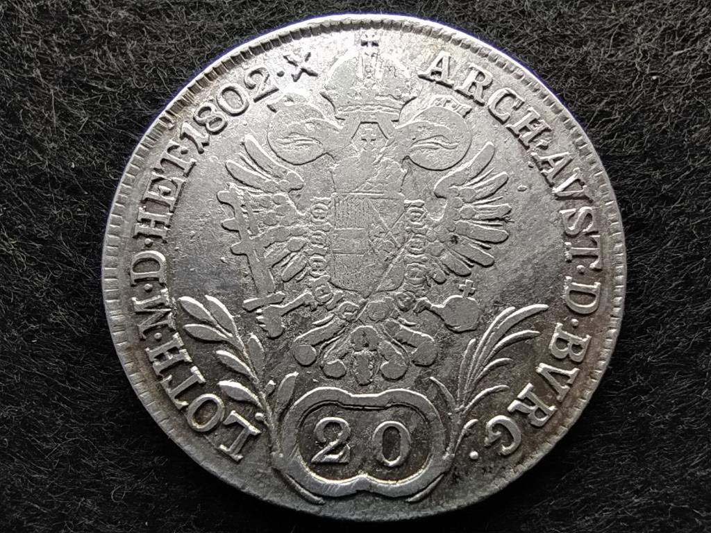 Ausztria II. Ferenc .583 ezüst 20 Krajcár 1802 B