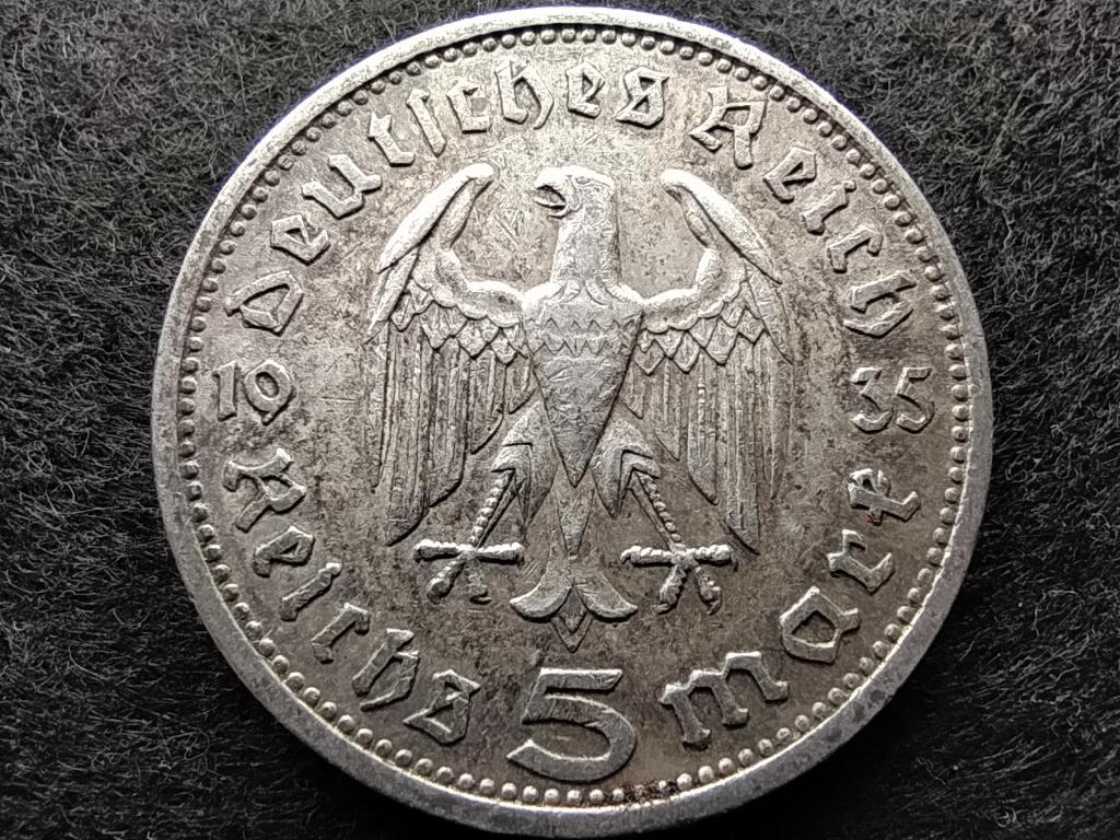 Németország Paul Von Hindenburg .900 ezüst 5 birodalmi márka 1935 A