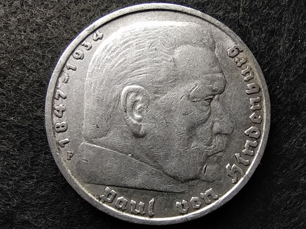 Németország Paul Von Hindenburg .900 ezüst 5 birodalmi márka 1935 F