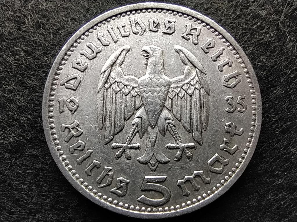 Németország Paul Von Hindenburg .900 ezüst 5 birodalmi márka 1935 F
