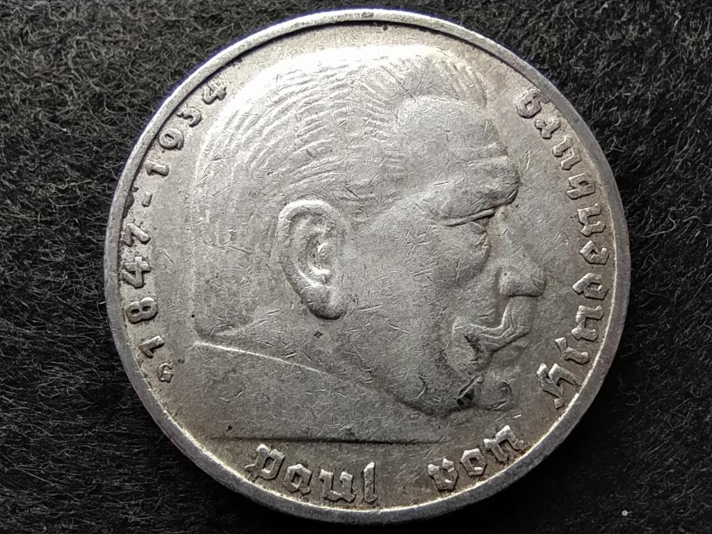 Németország Paul Von Hindenburg .900 ezüst 5 birodalmi márka 1935 G