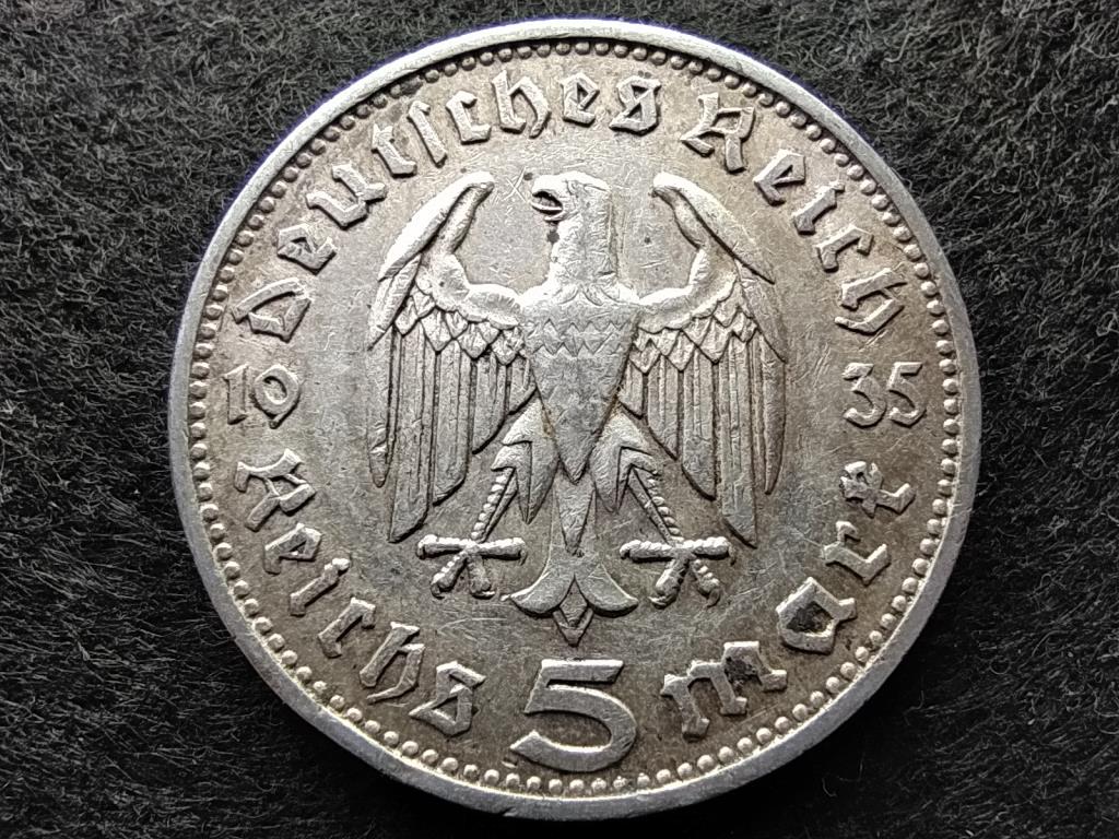 Németország Paul Von Hindenburg .900 ezüst 5 birodalmi márka 1935 J