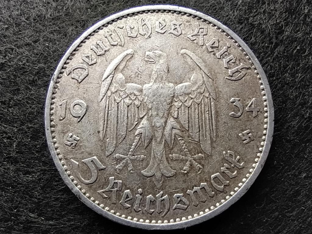 Németország Potsdam Templomos .900 ezüst 5 birodalmi márka 1934 E