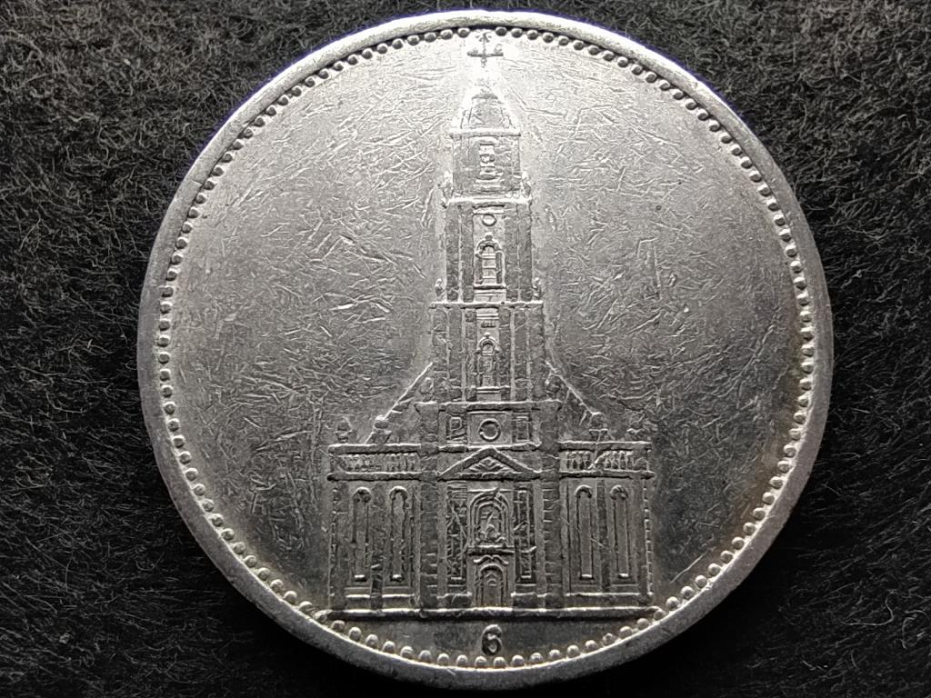 Németország Potsdam Templomos .900 ezüst 5 birodalmi márka 1934 G