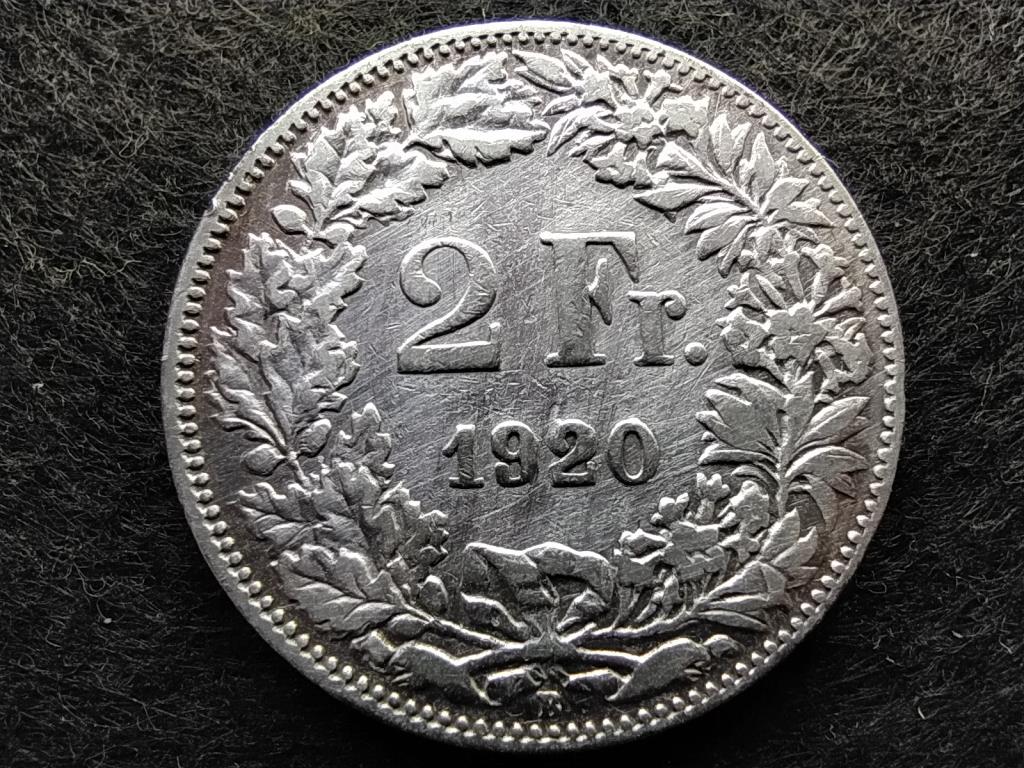 Svájc .835 ezüst 2 Frank 1920 B