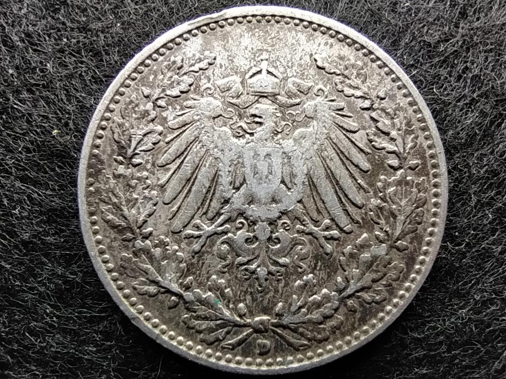 Németország Második Birodalom II. Vilmos (1888-1918) .900 ezüst 1/2 Márka 1906 D