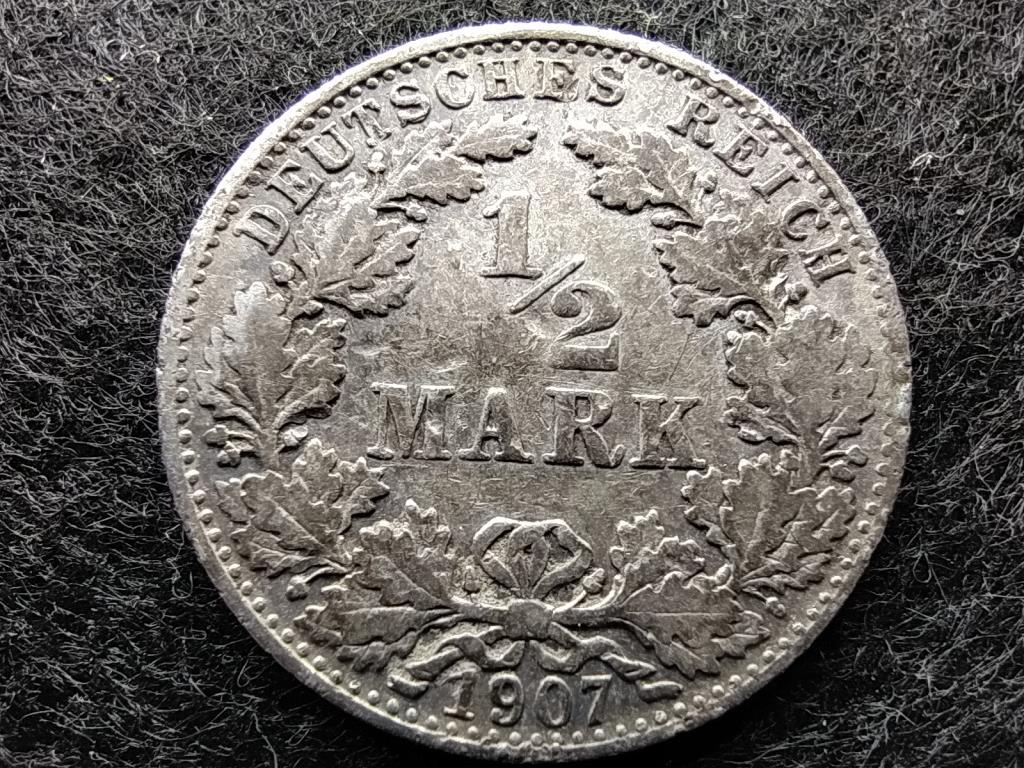 Németország Második Birodalom II. Vilmos (1888-1918) .900 ezüst 1/2 Márka 1907 D