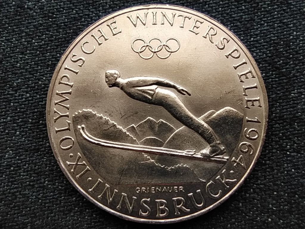 Ausztria, IX. Innsbrucki téli Olimpiai játékok ezüst (.900) 50 Schilling 1964